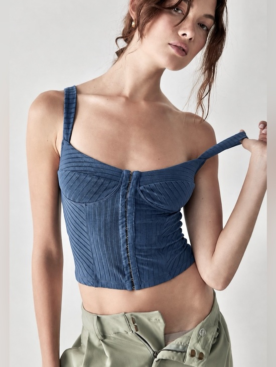 Intimately By Free People Tops - NWT Free people Intimately M Serenity Corset Cami top teal blue coquette bustier